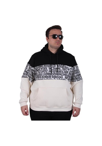 Starbattal Büyük Beden Kapüşonlu 3ip Sweat Transforming 25713 Sıyah Siyah