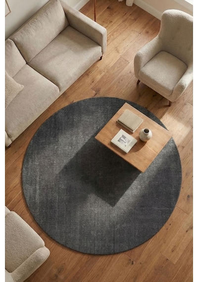 Yuvarlak Puffy Yumuşak Peluş Halı , Kaymaz, Yıkanabilir, Antre, Hol, Mutfak, Makyaj Masası Halısı Antrasit