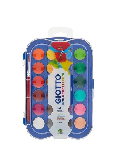 Giotto 24'lü Renkli Mini Sulu Boya 23 Mm Çocuklar İçin 3 - 6 Yaş Uygun Boyalar Karışık
