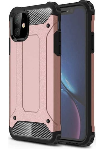 Noktaks - Apple Uyumlu iPhone 11 - Kılıf Çift Katman Zırh Tank Crash Military Kapak - Rose Gold