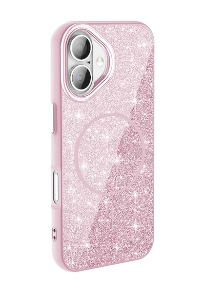 Thegencoo Apple Uyumlu iPhone 17 Kılıf M-safe Şarj Özellikli Parlayan Simli Tgco Okso Kapak - Siyah