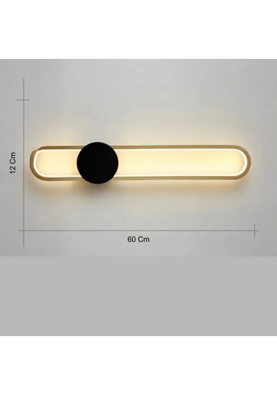 Modern Led Duvar Uzun Aplik 60 Cm Eskitme - Siyah