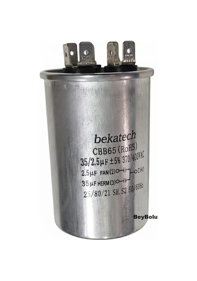 35+2,5 Uf Klima Kapasitör , 35+2,5 Mf 450 V Ac Klima Kondansatör
