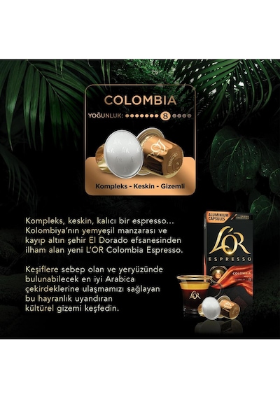 L'or Espresso Origin Colombia 8 Kapsül Kahve 10'lu