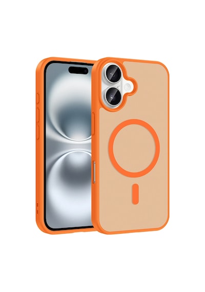 Ardemix Apple iPhone Uyumlu 16 Kılıf M-safe Şarj Özellikli Zore Babet Kapak - Turuncu