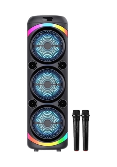 Büyük Boy Çift Kablosuz Mikrofonlu Bluetooth Hoparlör Kablosuz Speaker 3x8inç
