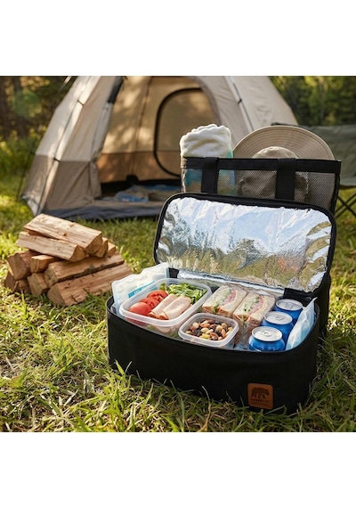 Kamp Ayısı Thermo Bag - Sıcak/soğuk Termal Korumalı Kamp, Piknik, Plaj Çantası 16+22 Lt Siyah