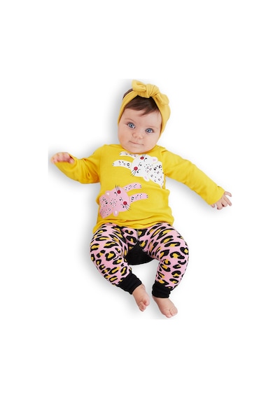 Leopar Kız Bebek T-shirt Tayt-Pantolon Takım