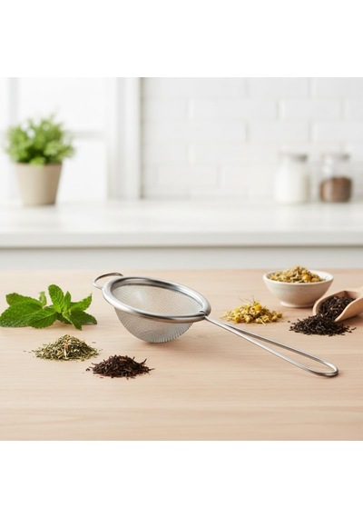 Paslanmaz Çelik Çay Süzgeci İnce Tel Örgü Bitki Çayı Ve Türk Çayı Süzgeci, Ergonomik Saplı, 5 Cm Filtre Çapı çok renkli