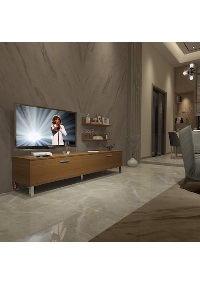 Decoraktiv Eko 4 Slm Std Krom Ayaklı Tv Ünitesi Tv Sehpası Ceviz