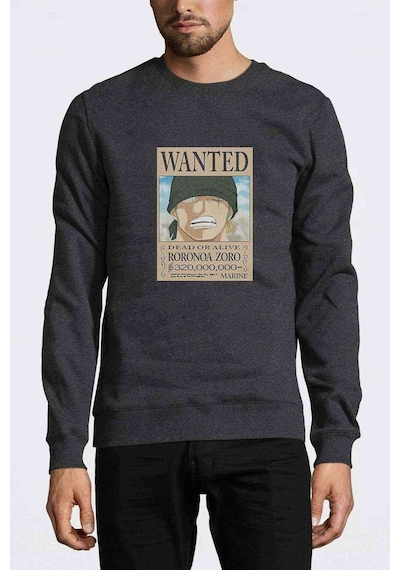 Anime One Punch Man Wanted Baskılı Füme Erkek Örme Sweatshirt