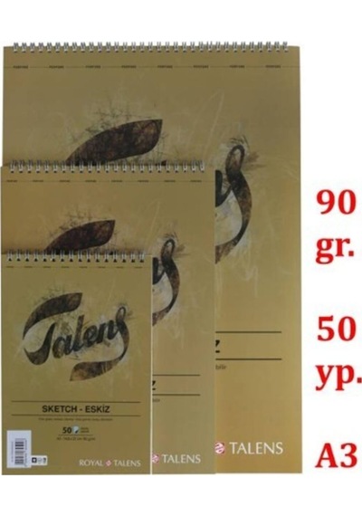 A3 Talens Eskiz Bloğu Üsten Spiralli 90 Gr 50 Yaprak T090a350us