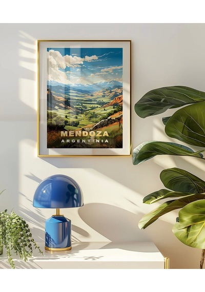 Çerçevesiz Poster Mendoza Dağ Manzarası Ve Yeşil Vadiler