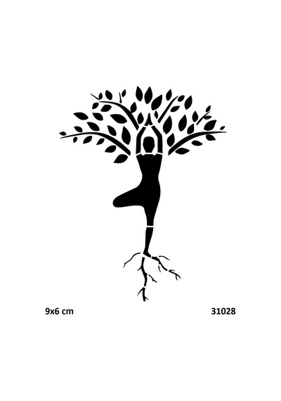 Airbrush Tattoo Balerin Ağaç Kadın Yapışkanlı Stencil Süsleme Ve Boyama Kalıbı