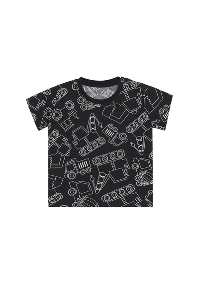 Denokids Araba Erkek Bebek Siyah T-shirt Kapri Şort Takım Siyah
