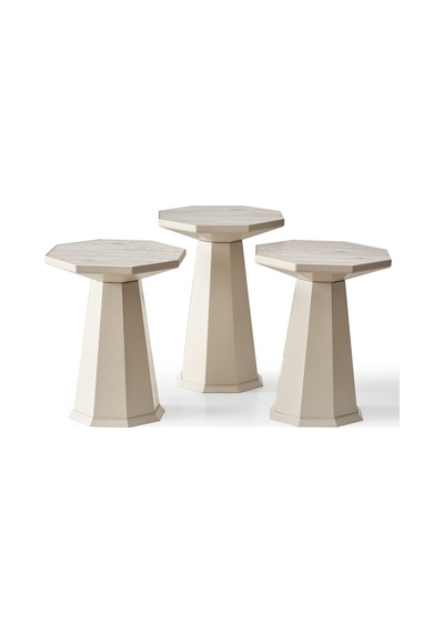 Elegance 3'lü Sehpa, Yan Sehpa, Zigon Sehpa -bej & Soho Bej Renk Desenli Renk Tabla Bej Renk Gövde & Soho Bej Desenli Renk Tabla