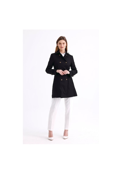 Pastelastore Esnek Pamuk Gabardin Kısa 80cm Omuz Apoletli Kemerli Kadın Trençkot 1120 Siyah Pastelastore Esnek Pamuk Gabardin Kısa 80cm Omuz Apoletli Kemerli Kadın Trençkot 1120 Siyah