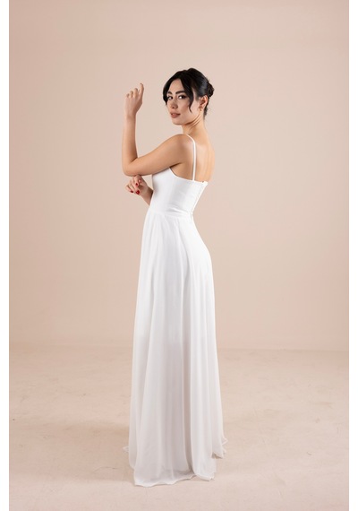 Berissima Bride Kalp Yaka Şifon Askılı Nikah & Dış Çekim Elbisesi Kırık Beyaz Kırık Beyaz Berissima Bride Kalp Yaka Şifon Askılı Nikah & Dış Çekim Elbisesi Kırık Beyaz Kırık Beyaz