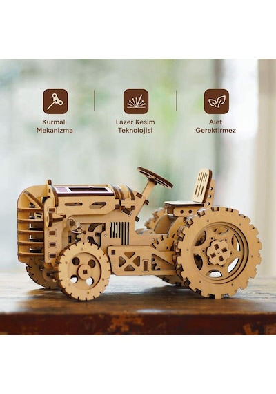 Rokr Lk401 Traktör Tractor Dıy Minyatür Maket Model Seti Ahşap 3d Wooden Puzzle 3d Model Kit Detaylı Dekoratif Hobi Seti Ahşap Maket