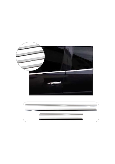 Peugeot 206 Uyumlu 1998-2012 Krom Cam Çıtası 4 Parça Paslanmaz Çelik