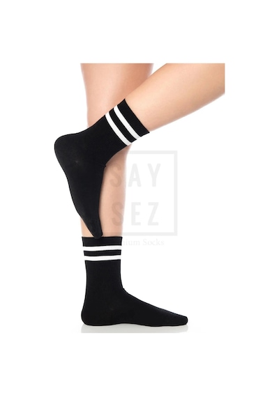 Saysez Bambu Unisex Tenis Kolej Çizgili Siyah-beyaz-kırmızı Premium Dikişsiz Soket Çorap 3'lü Paket Siyah