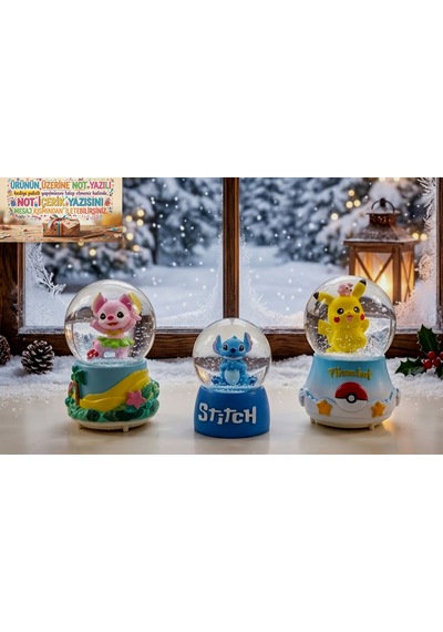 Müzikli Işıklı Püskürtmeli-12cm-8cm Pembe Ve Sarı Renk, Işıklı 9 Cm X 6 Cm Mavi Renk 3 Lü Kar Küresi 0