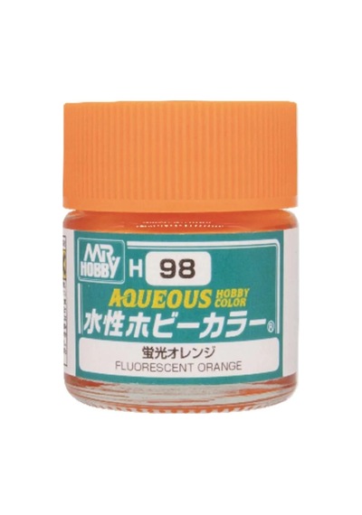Mr.hobby H-098, 10 Ml. Fluorescent Orange Aqueous Serisi Maket Boyası Standart
