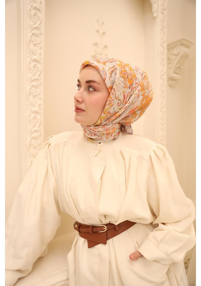 Silk Home Olinda İpek Eşarp 47002-24 Eflatun, Asit, Somon, Turuncu, Küf Yeşili