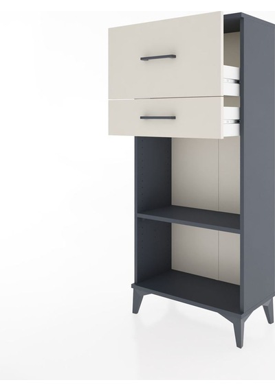 Hyperion Dolap Tek Raflı 2 Çekmeceli 60x44x134 Antrasit-aytaşı Antrasit