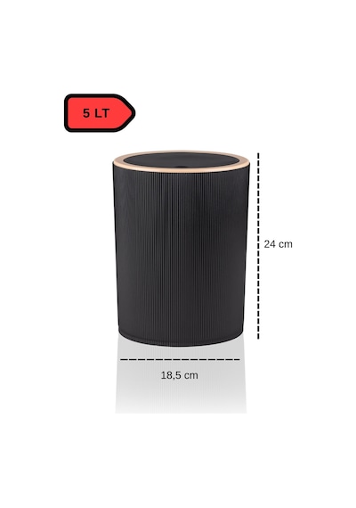 İndecor Houseware Liza 4'lü Banyo Seti Siyah - Çöp Kovası Wc Fırçası Sıvı Sabunluk Diş Fırçalık