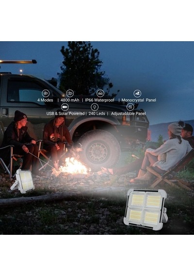 Seyyar Solar Led Projektör Gri Renk Cata 200w Güneş Enerjili Portatif Led Işık Taşınabilir Sokak Aydınlatması I