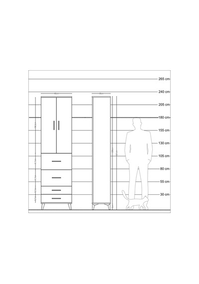 Arges Dolap 3 Raflı 4 Çekmeceli 2 Kapaklı 60x30x221 Aytaşı-aytaşı Aytası