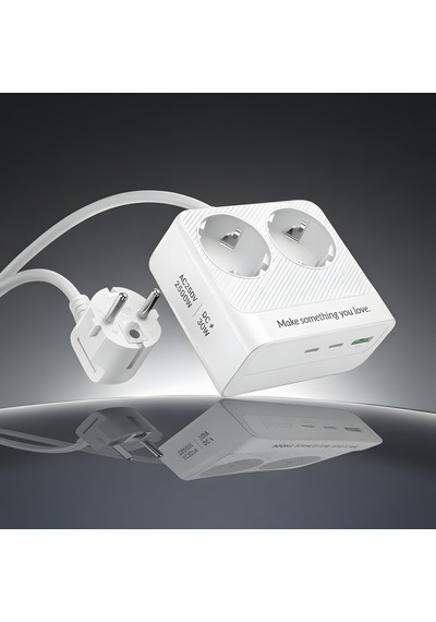 2500w 2 Li Akım Korumalı Priz + 30w Pd Type-c Hızlı Şarj 2 Ac + 3 Usb Çoklu Masaüstü Şarj İstasyonu 2