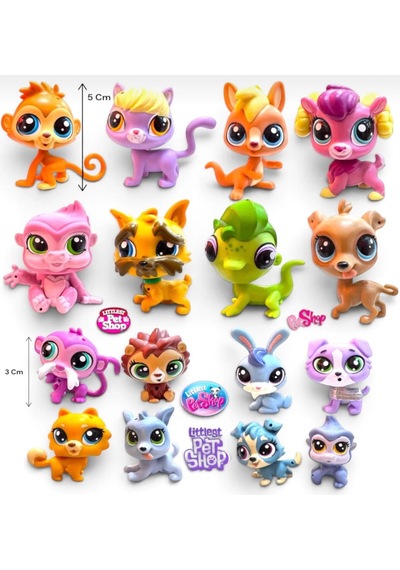 Aile Miniş Oyuncak Seti 8 Büyük 8 Küçük Toplam 16 Adet Aksesuarlı Orijinal Lps Minişler Littlest Pet Shop - Miniş