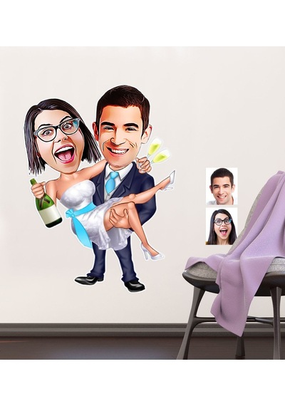 Kişiye Özel Evleniyoruz Karikatürlü Duvar Sticker 50X70CM 4