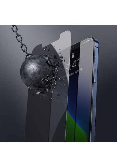 Baseus Apple Uyumlu   iPhone 12 Mini 0,3Mm Anti Spy Tempered Cam Ekran Koruyucu Şeffaf (467505695)
