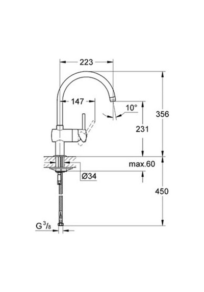 Grohe  Minta Tek Kumandalı Eviye Bataryası 32917000