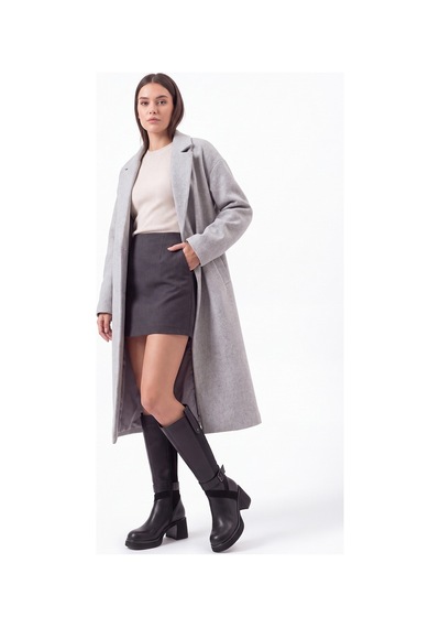 Luvi Shoes Cube Siyah Cilt Süet Tokalı Kadın Kalın Topuklu Çizme