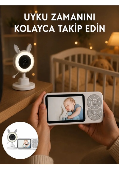 Lcd Ekranlı Bebek İzleme Kamerası Ninnili Gece Görüşlü Güvenlik Sistemi Yeni Nesil Beyaz