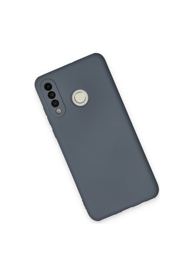 Huawei P30 Lite Uyumlu İçi Kadife Lansman Tasarım Silikon Telefon Kılıfı Petrol Gri
