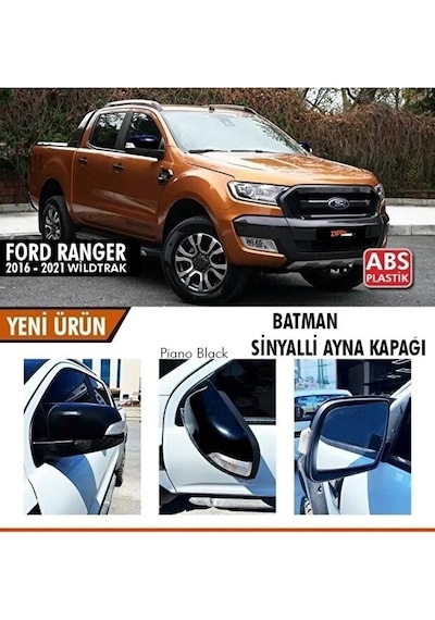 Ranger T6 Batman Yarasa Ayna Kapağı Sinyalli Piano Black / 2016-2