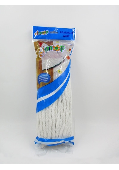 Elmop P02 Pamuklu Beyaz Islak Mop - Paspas Ucu - Vidalı Standart Yedek Mop Püskül - 5 Adet