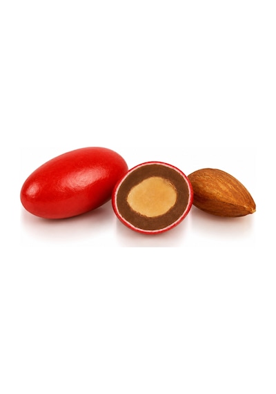 Ovalette Kırmızı Renkli Sütlü Çikolatalı Badem Draje 1 Kg
