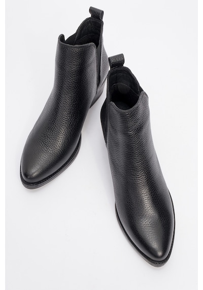Luvishoes Luvi Shoes Dovena Siyah Floter Hakiki Deri Lastikli Kadın Topuklu Bot Siyah Floter