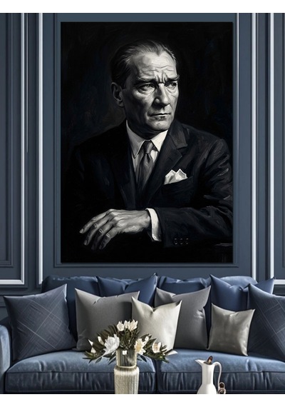 Karizmatik Mustafa Kemal Atatürk Portresi Dekoratif Kanvas - Mdf Ahşap Tablo