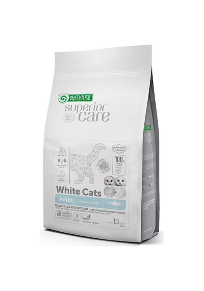 Nature's Protection Beyaz Tüylü Kediler İçin Ringa Balıklı Yetişkin Kedi Maması 1500 G