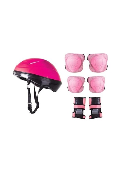 Kask Dizlik Dirseklik Koruyucu Seti Pembe