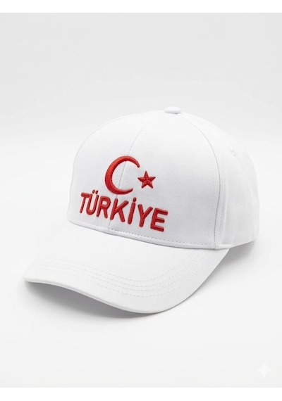 Benitto Kids Kitti 9-15 Yaş Ay Yıldız Ve Türkiye Nakışlı Çocuk Kep Şapka Beyaz