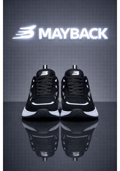 Mayback Erkek Spor Günlük Yazlık Ortopedik Ayakkabı Siyah Beyaz