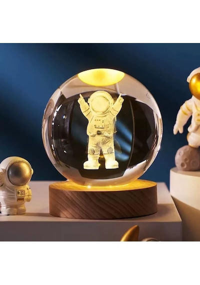 Mr 3d Kristal Cam Küre, Ahşap Soketli Gece Lambası,led, Sevgiliye Hediye, Noel, Öğretmenler Günü, Özel Tasarım